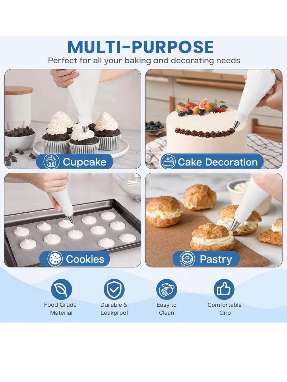 14~Reusable Piping Bags & Tips Set-16” Pastry Bags for Cake Decorating,Cupcake - Picture 7 of 8